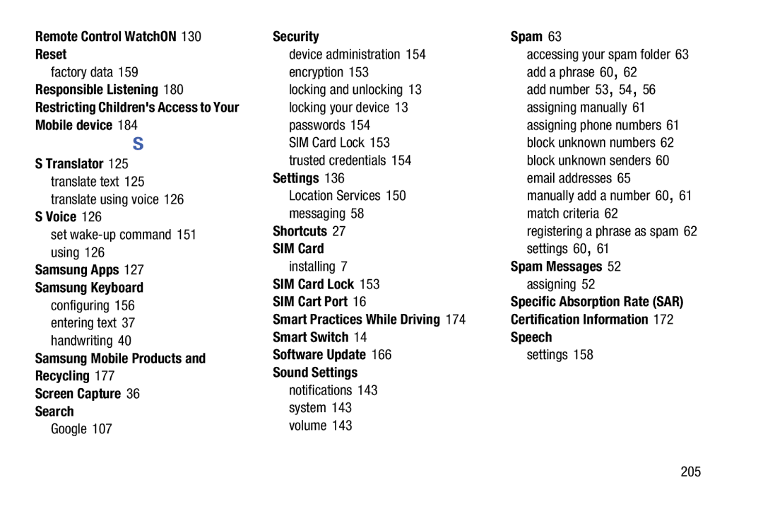 Samsung SMT217TMKATMB Remote Control WatchON Reset, Responsible Listening, Voice, Samsung Apps Samsung Keyboard, Security 