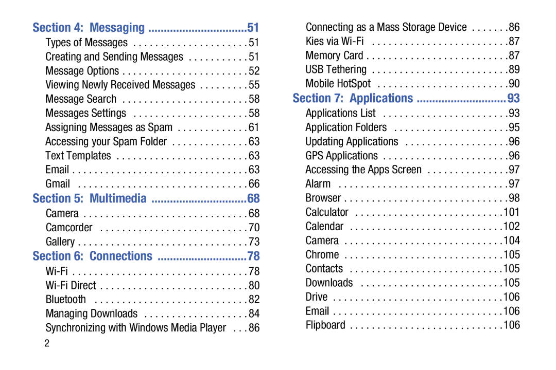 Samsung Tab3, SMT217TMKATMB user manual Messaging, Camera Camcorder Gallery 