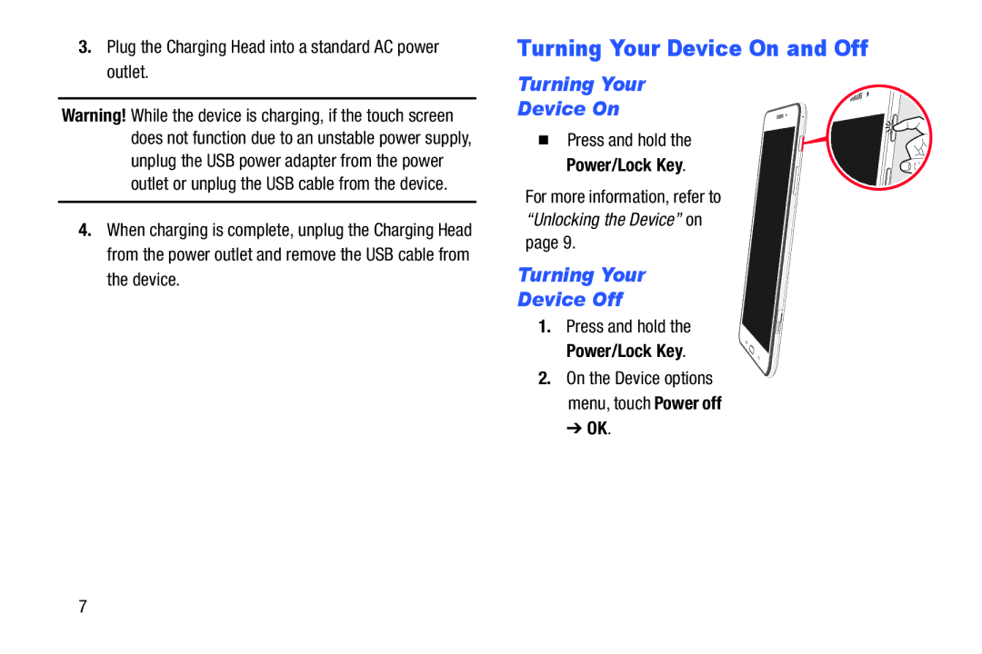 Samsung Tab4 user manual Turning Your Device On and Off, Turning Your Device Off 