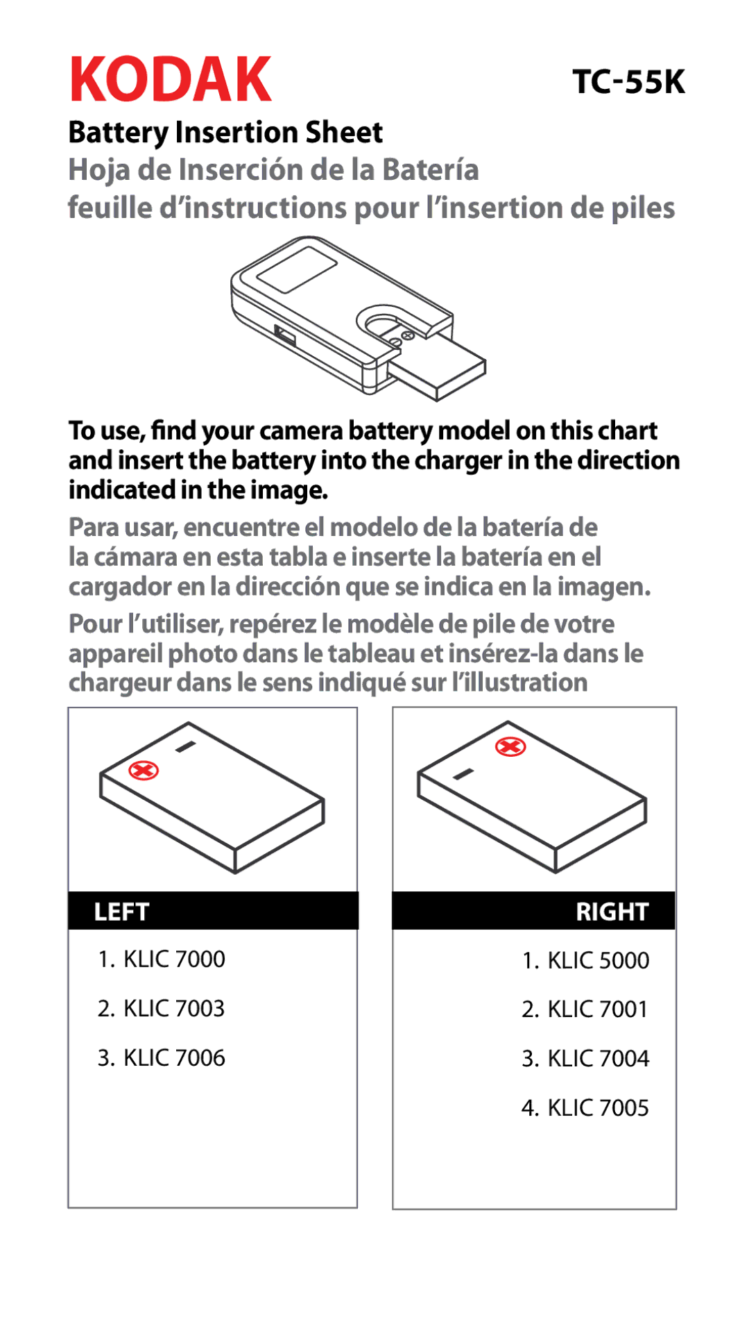 Samsung TC-555G manual Kodak, TC-55K 