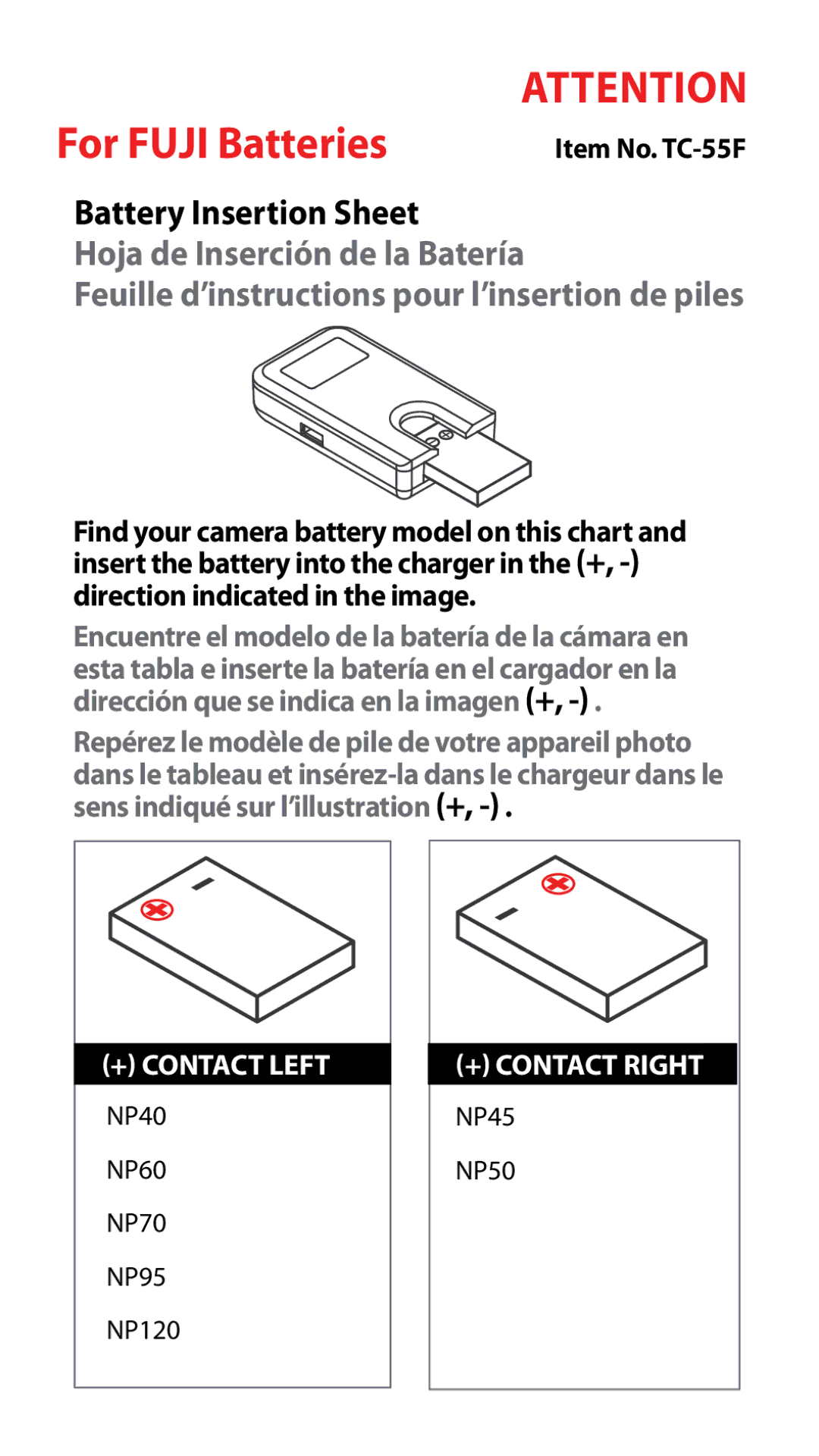 Samsung TC-555G manual For Fuji Batteries 