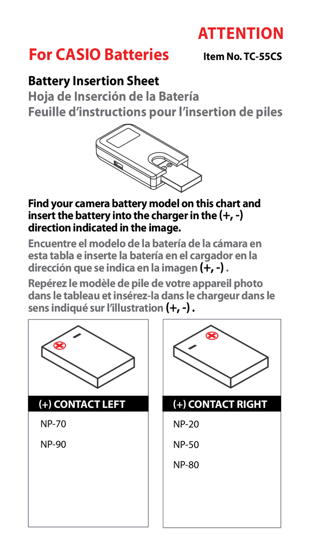 Samsung TC-555G manual For Casio Batteries 