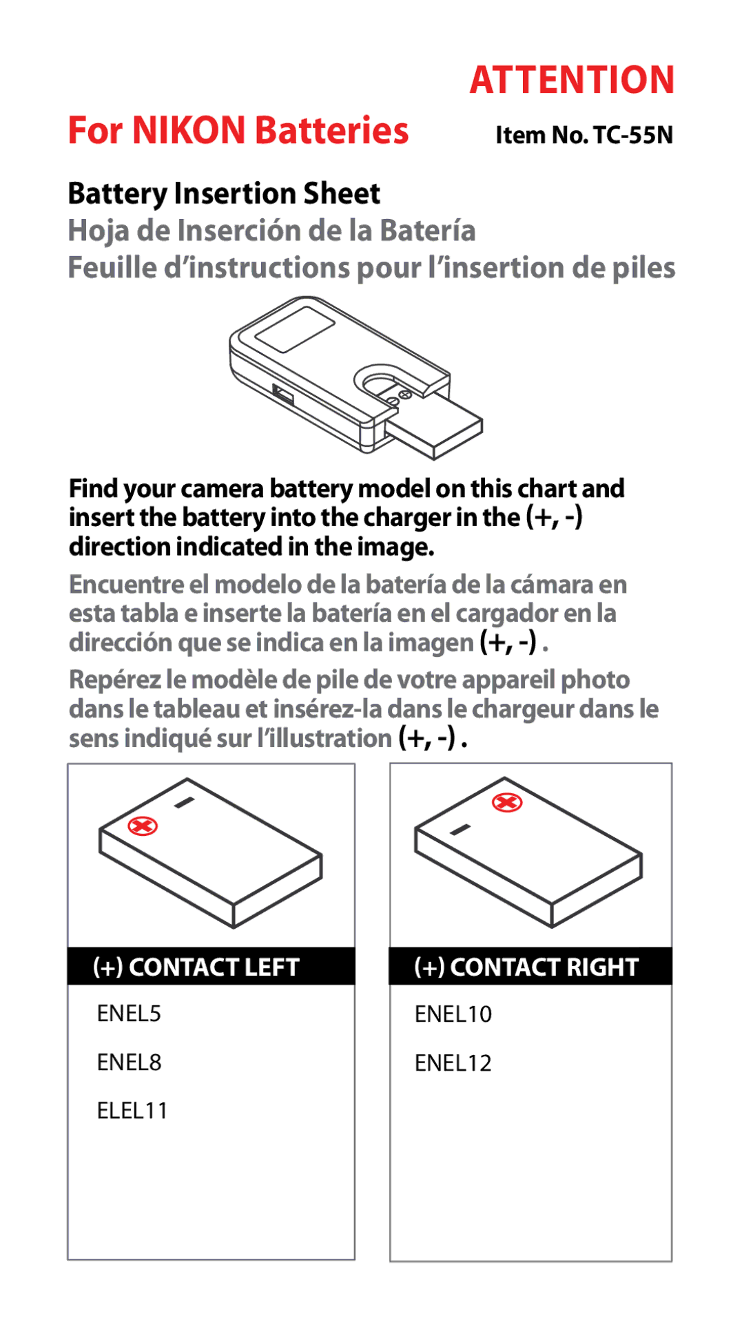 Samsung TC-555G manual For Nikon Batteries 