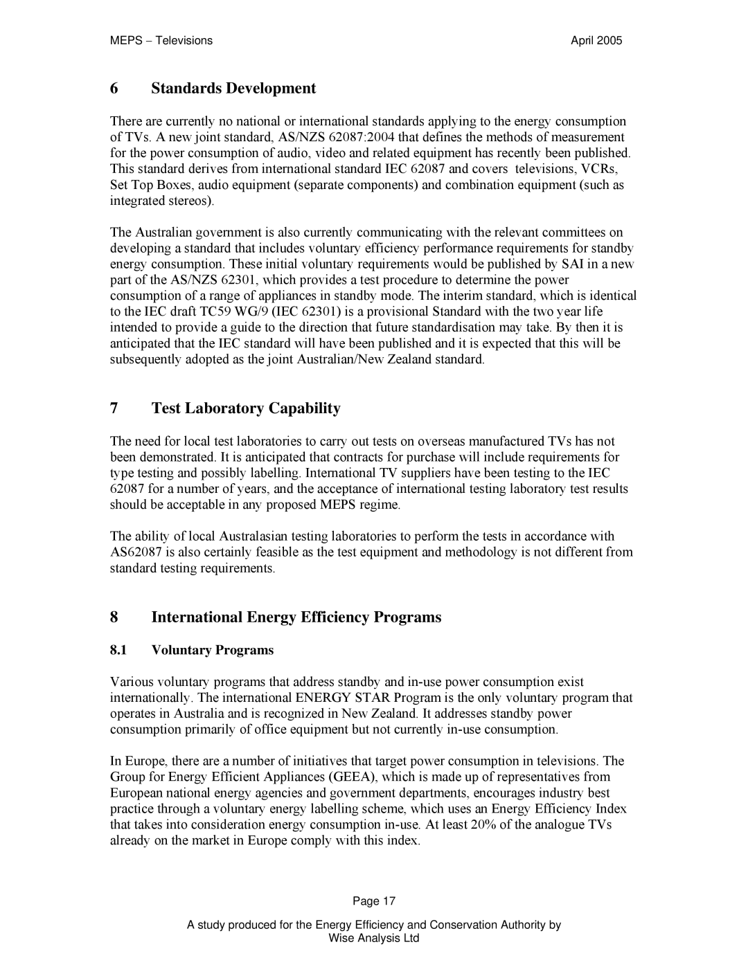 Samsung Televisions manual Standards Development, Voluntary Programs 