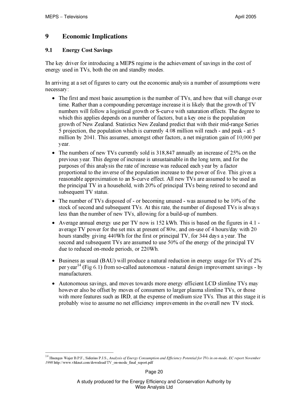 Samsung Televisions manual Economic Implications, Energy Cost Savings 