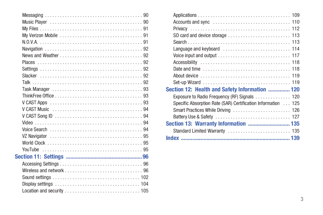 Samsung The Samsung Galaxy Tab user manual 120, 135, 139 