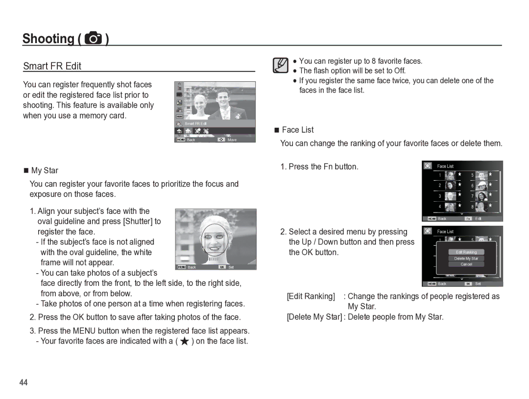 Samsung TL105 manual Smart FR Edit 