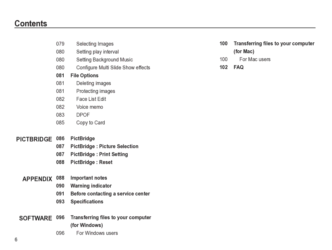 Samsung TL105 manual For Windows users, For Mac users 