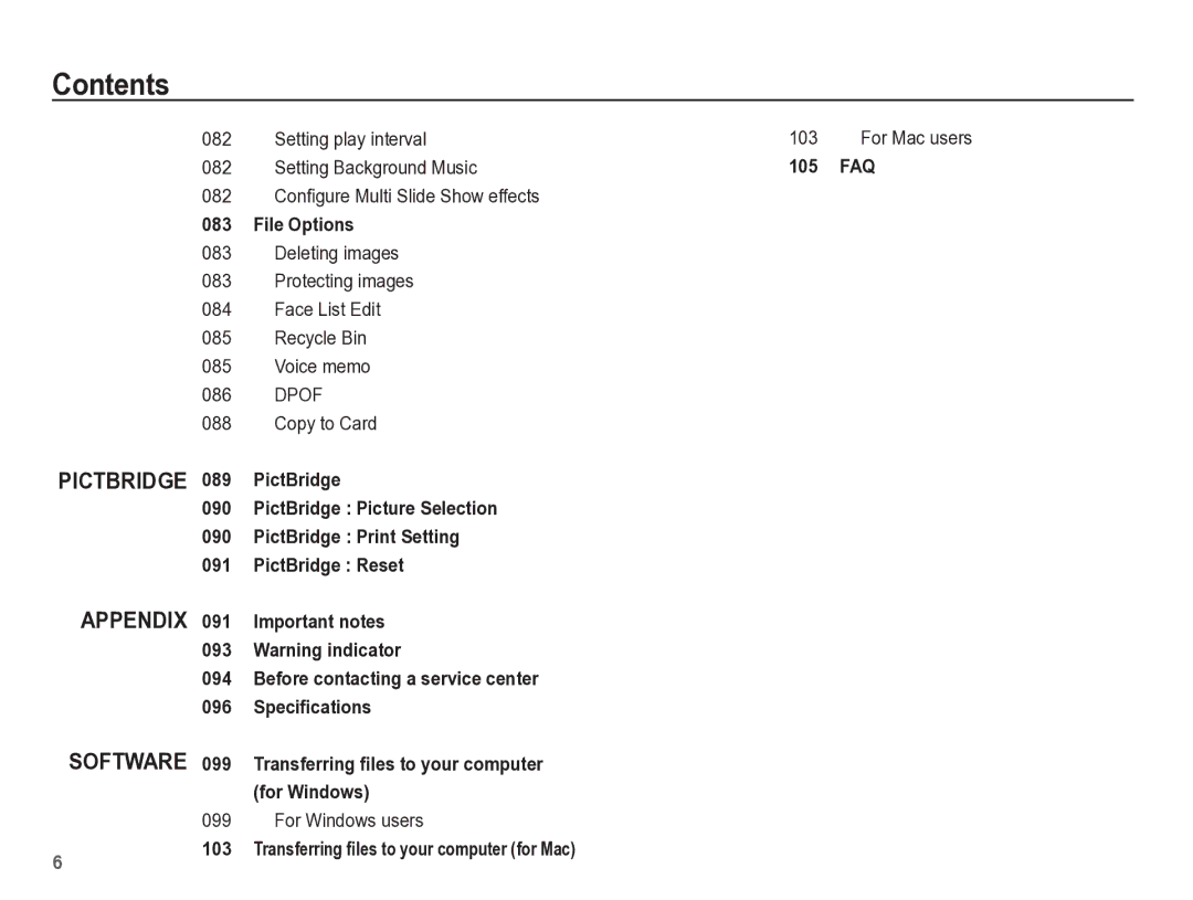 Samsung TL110 manual File Options, For Windows users 