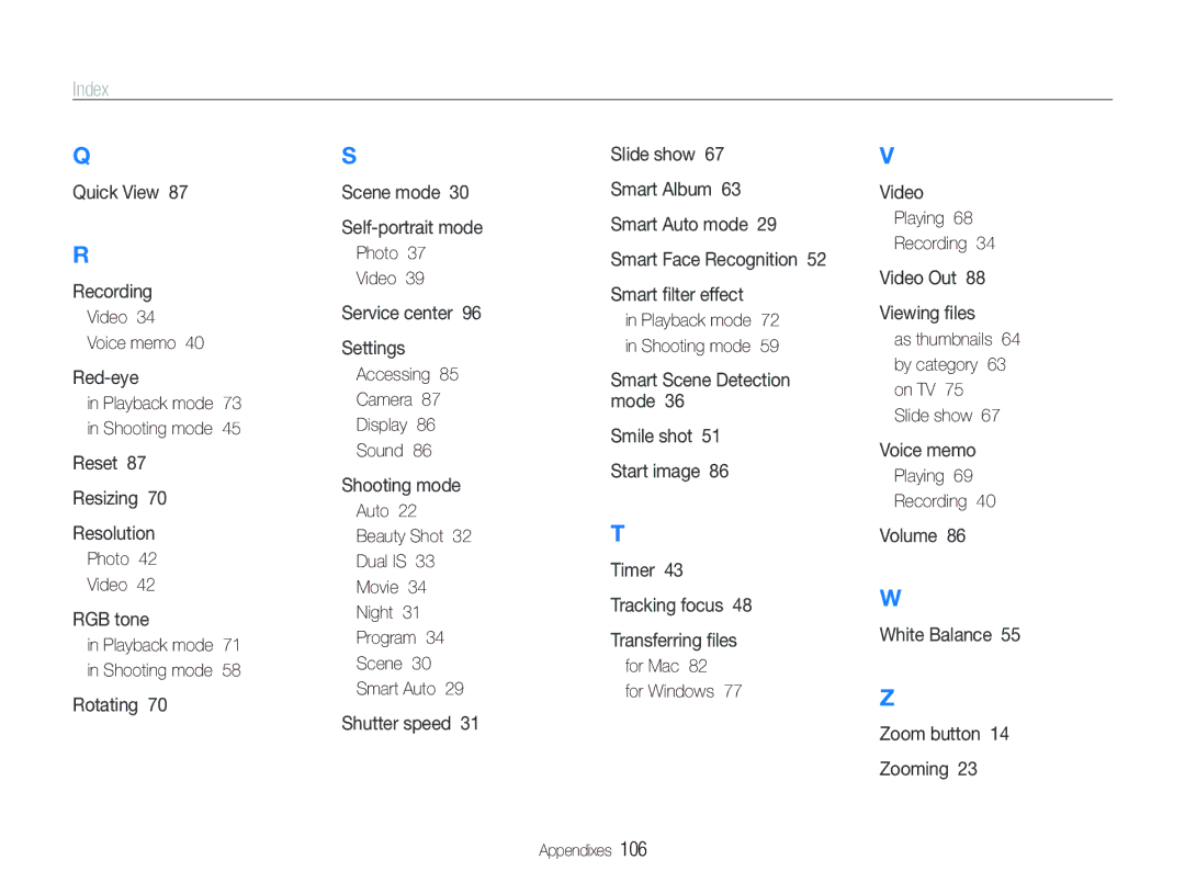 Samsung TL210 user manual Recording Video 34 Voice memo, For Mac For Windows, Playing Recording 