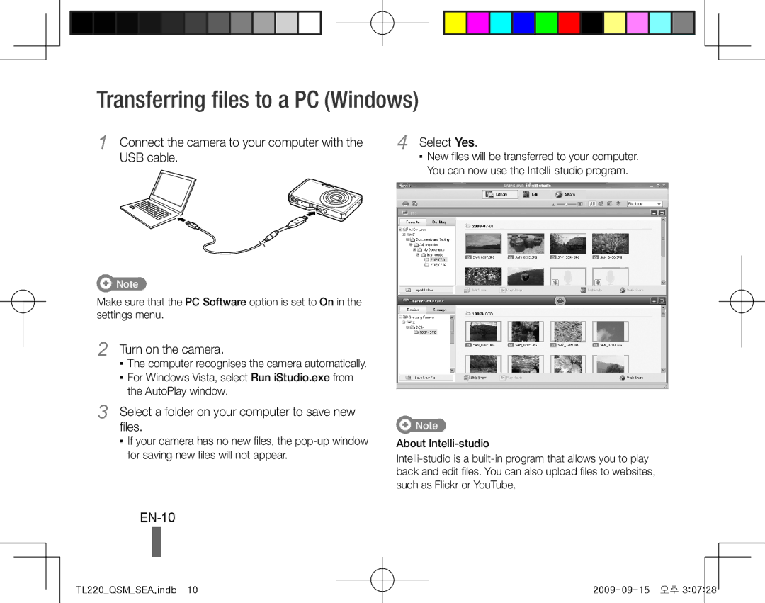 Samsung TL220 quick start manual Transferring files to a PC Windows, EN-10, Turn on the camera, AutoPlay window 