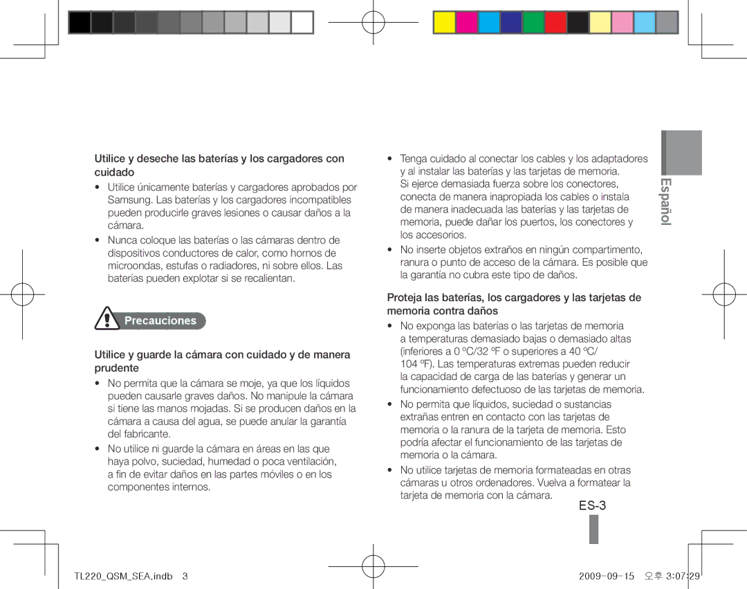 Samsung TL220 quick start manual Español 