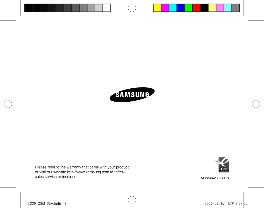 Samsung TL220 quick start manual AD68-04230A 