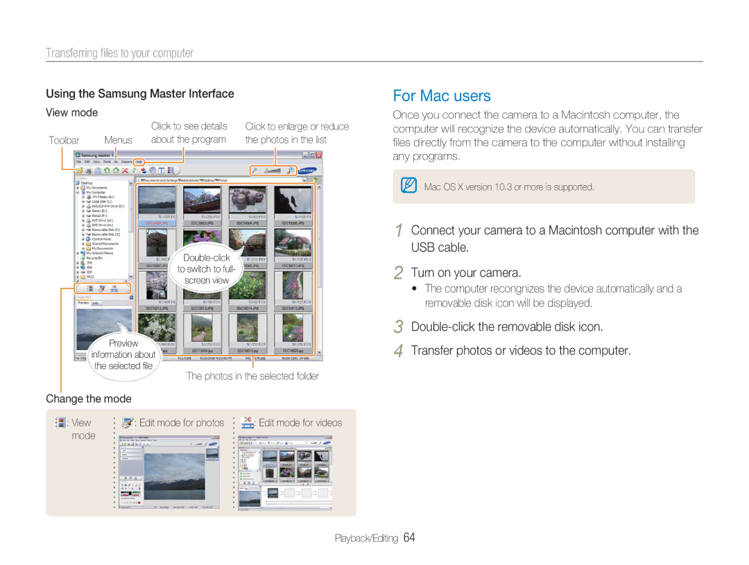 Samsung TL34HD user manual For Mac users, Using the Samsung Master Interface 