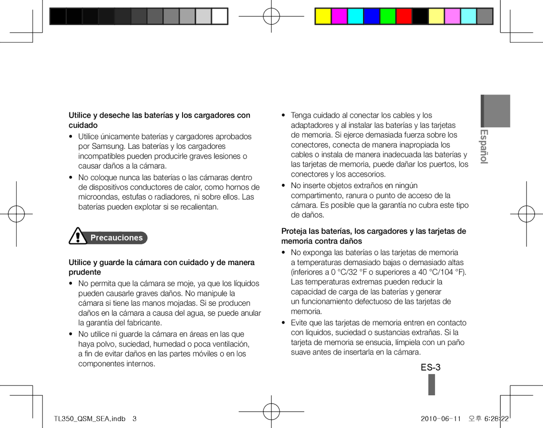 Samsung TL350 quick start manual ES-3, Un funcionamiento defectuoso de las tarjetas de memoria 