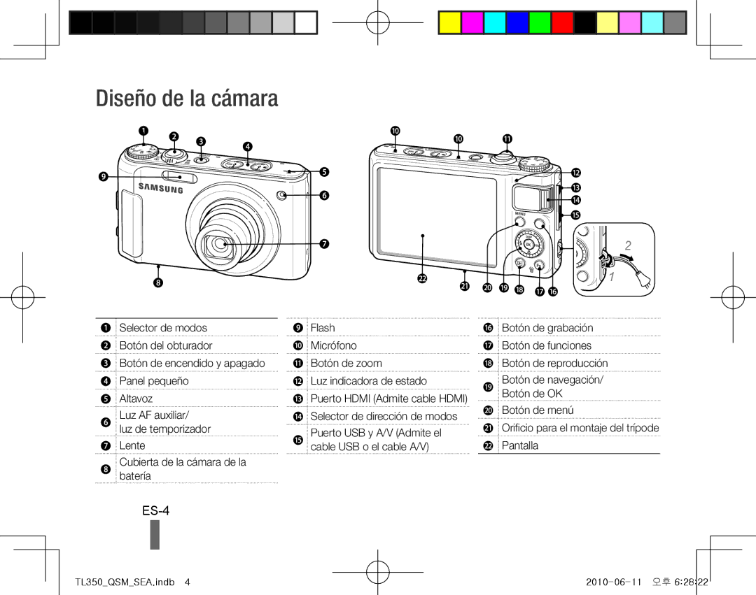 Samsung TL350 quick start manual Diseño de la cámara, ES-4 