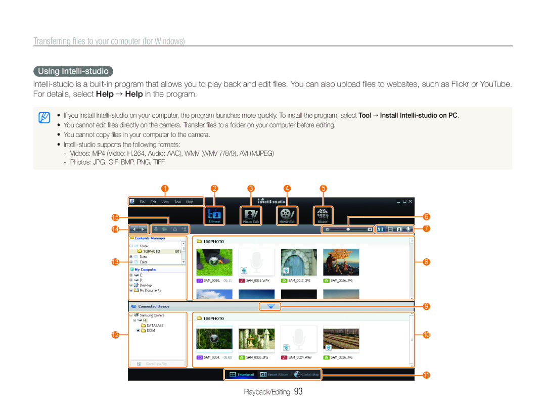 Samsung TL500 user manual Using Intelli-studio 