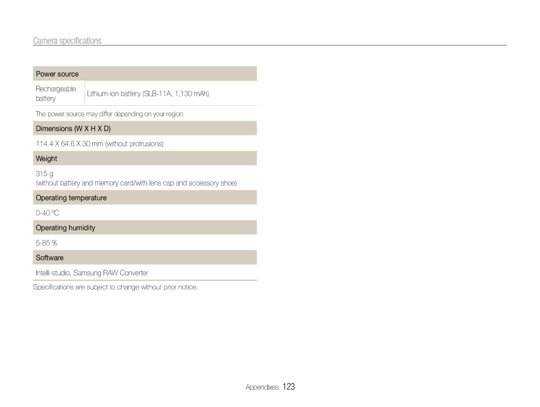 Samsung TL500 user manual Power source may differ depending on your region 