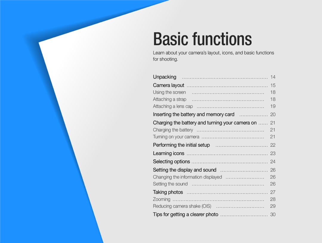 Samsung TL500 user manual Basic functions 