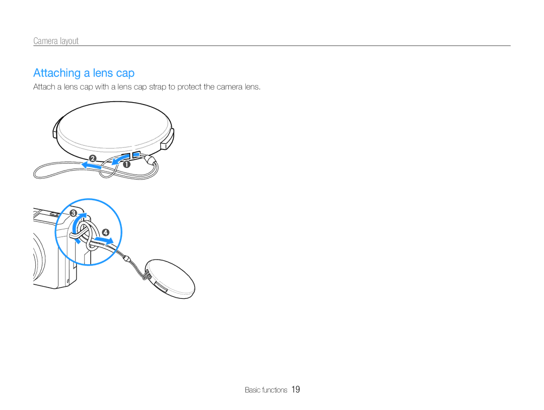 Samsung TL500 user manual Attaching a lens cap 