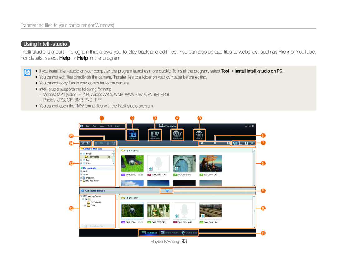 Samsung TL500 user manual Using Intelli-studio 