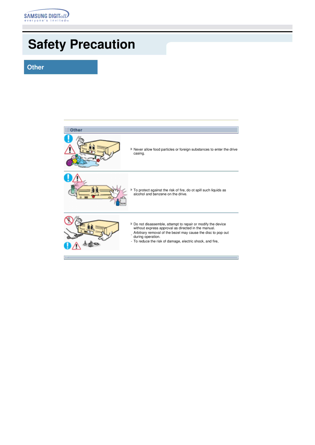 Samsung TS-H292A manual Other 