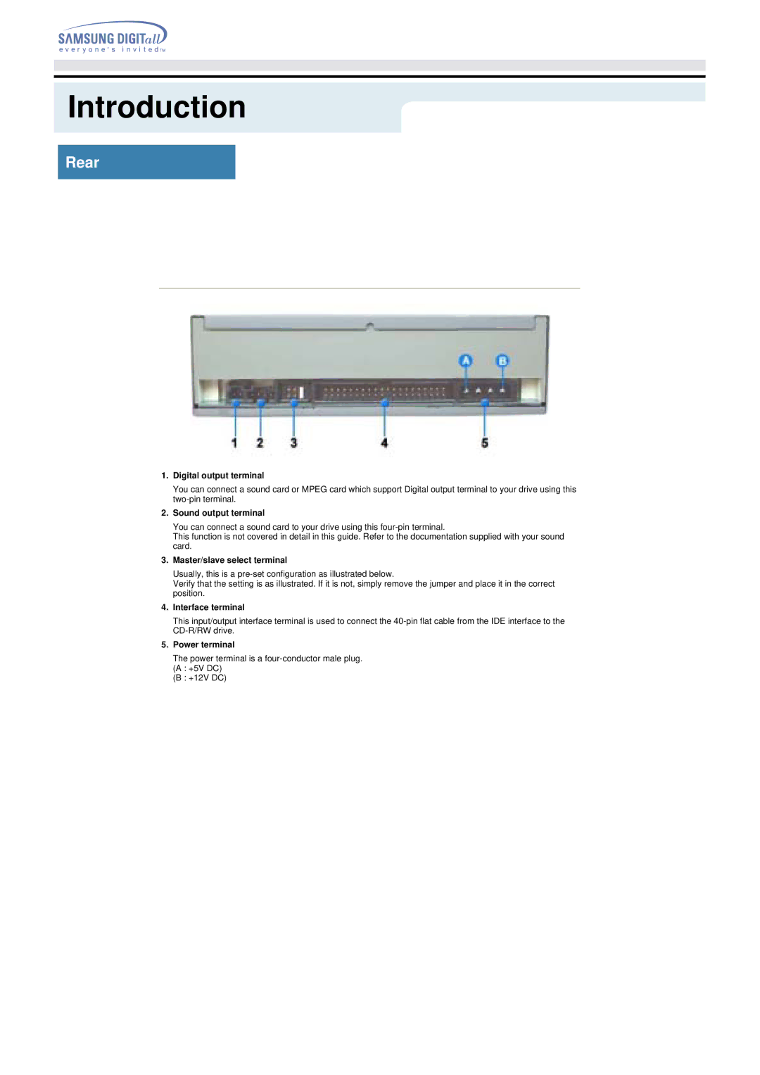 Samsung TS-H292A manual Rear 