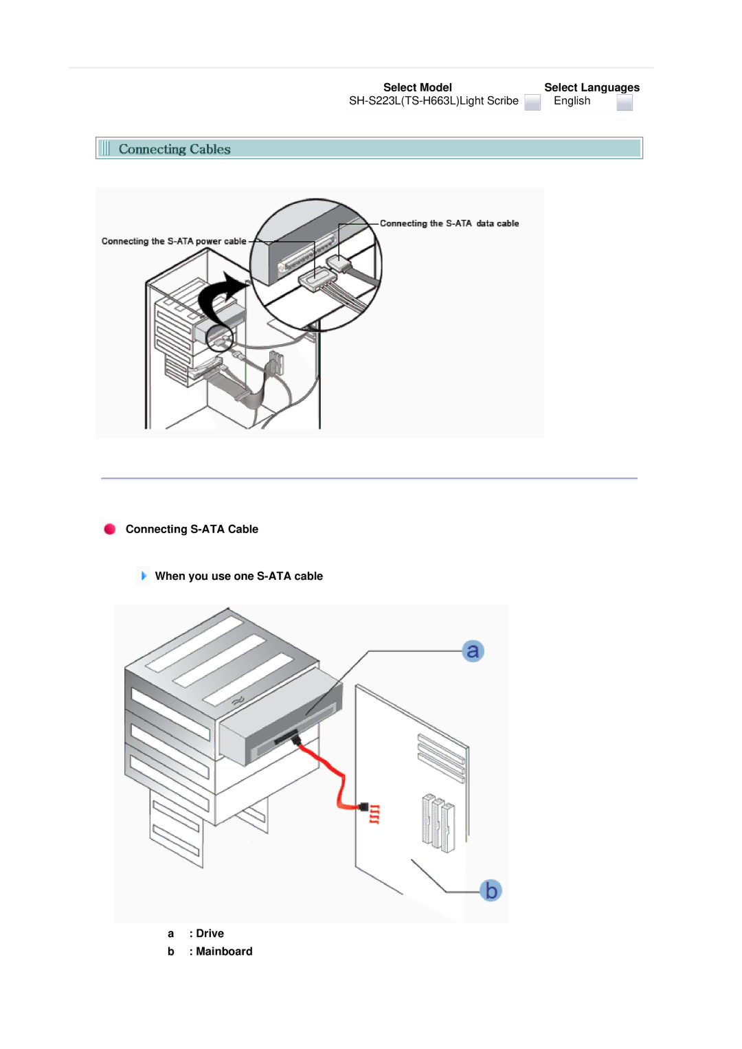 Samsung TS-H663L, SH-S223L user manual Select Model 