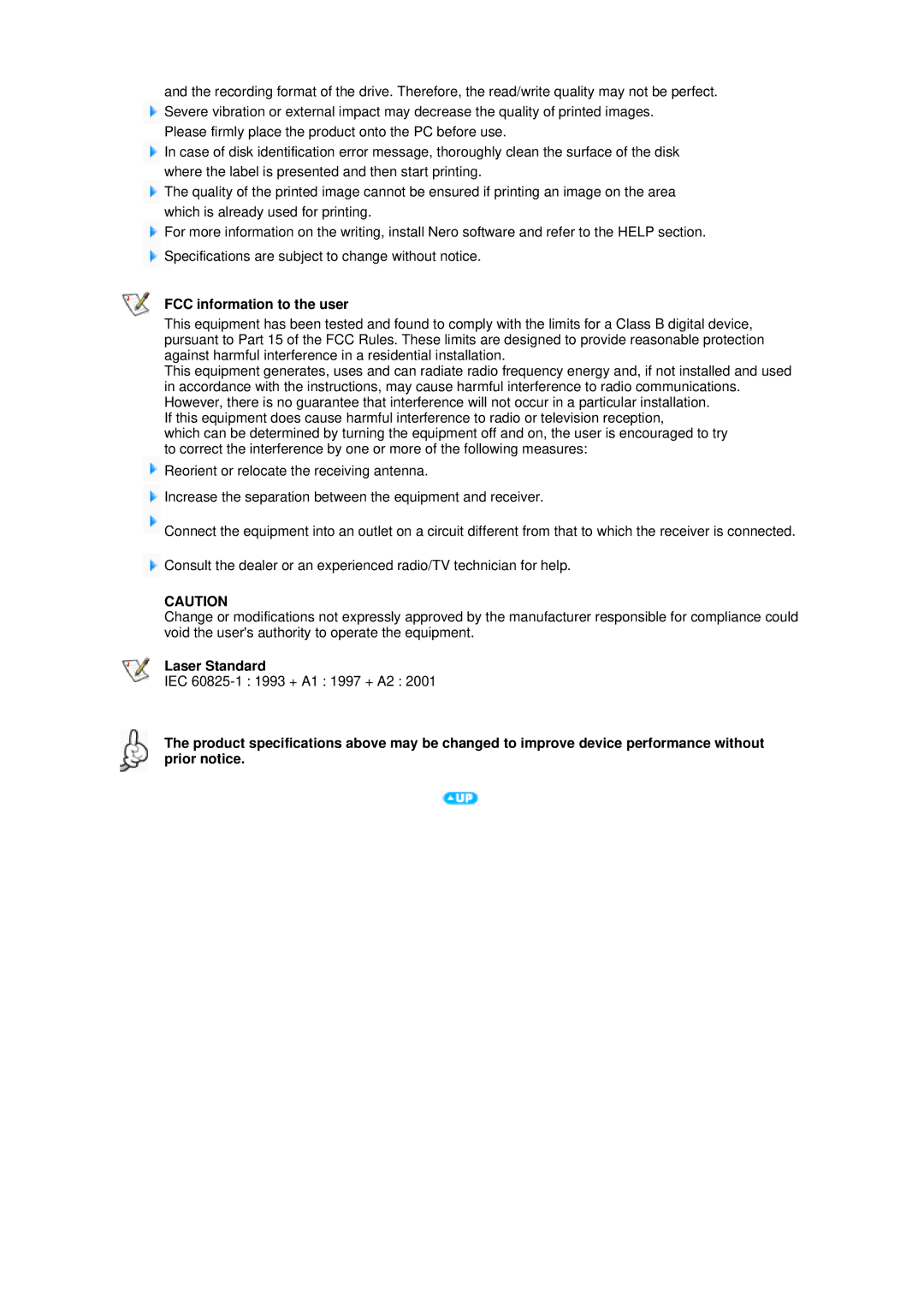 Samsung SH-S223L, TS-H663L user manual FCC information to the user, Laser Standard 