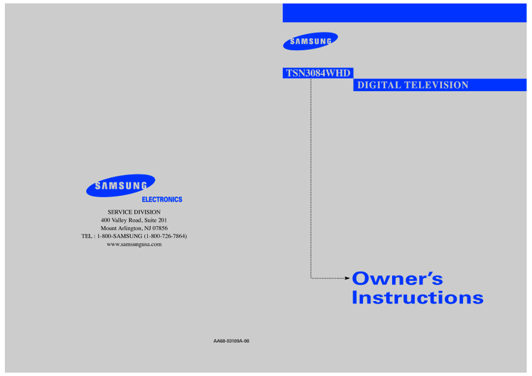 Samsung TSN3084WHD manual Owner’s 