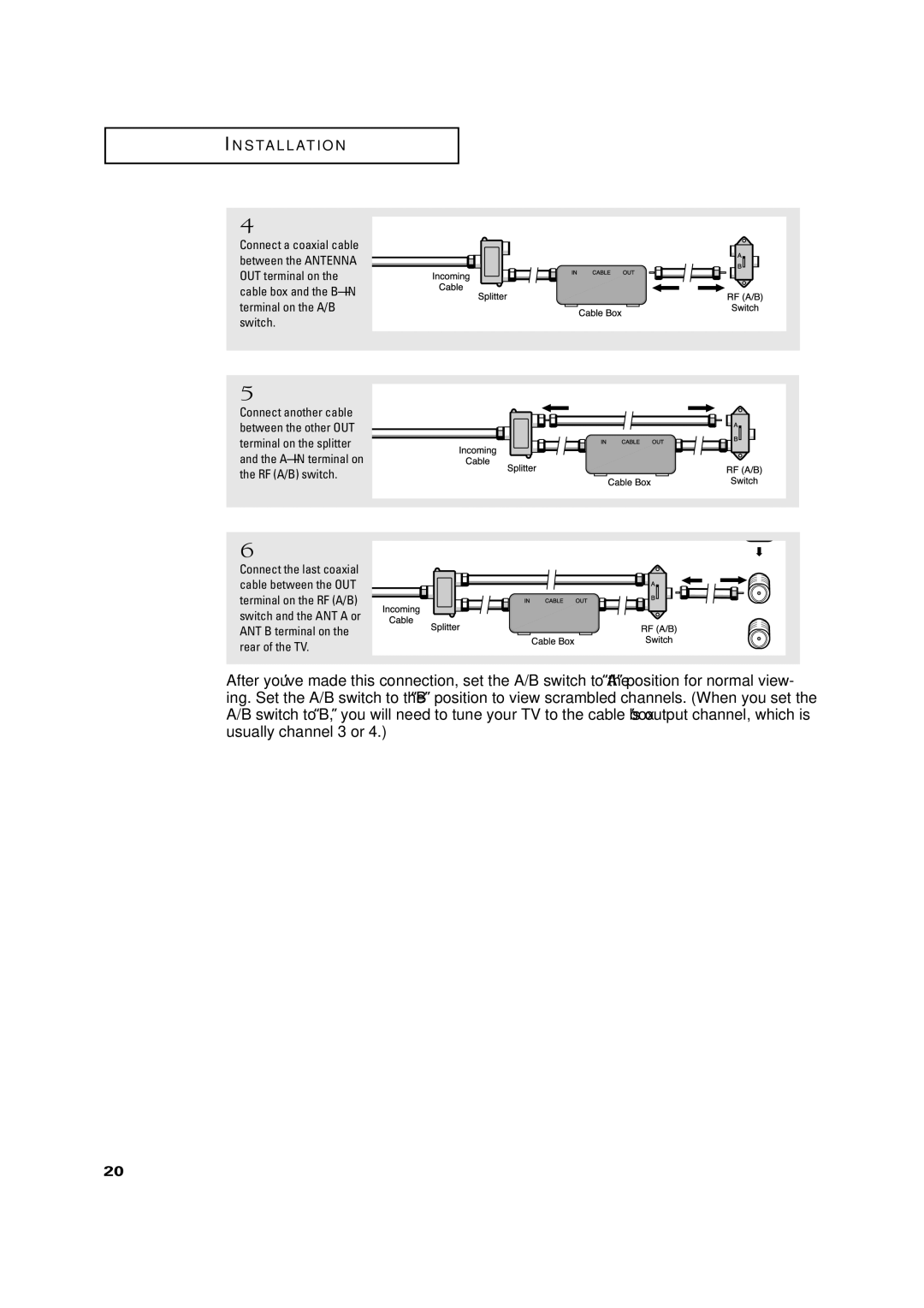 Samsung TSN3084WHD manual Install AT I O N 