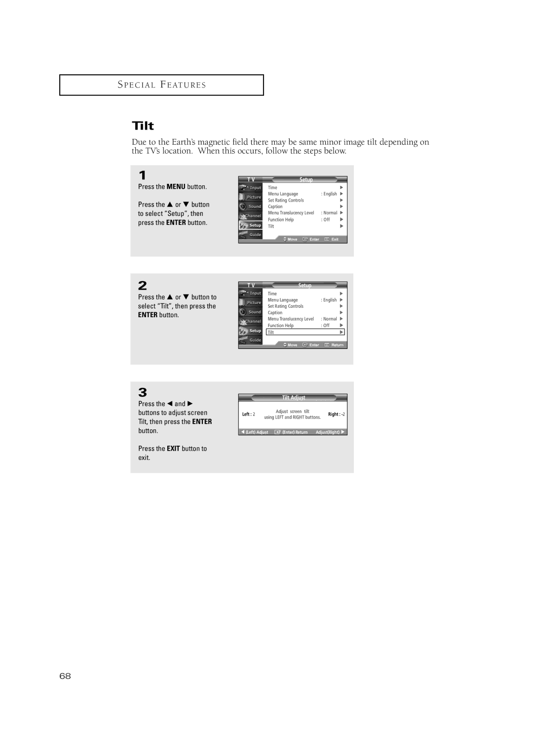 Samsung TSN3084WHD manual Tilt Adjust 