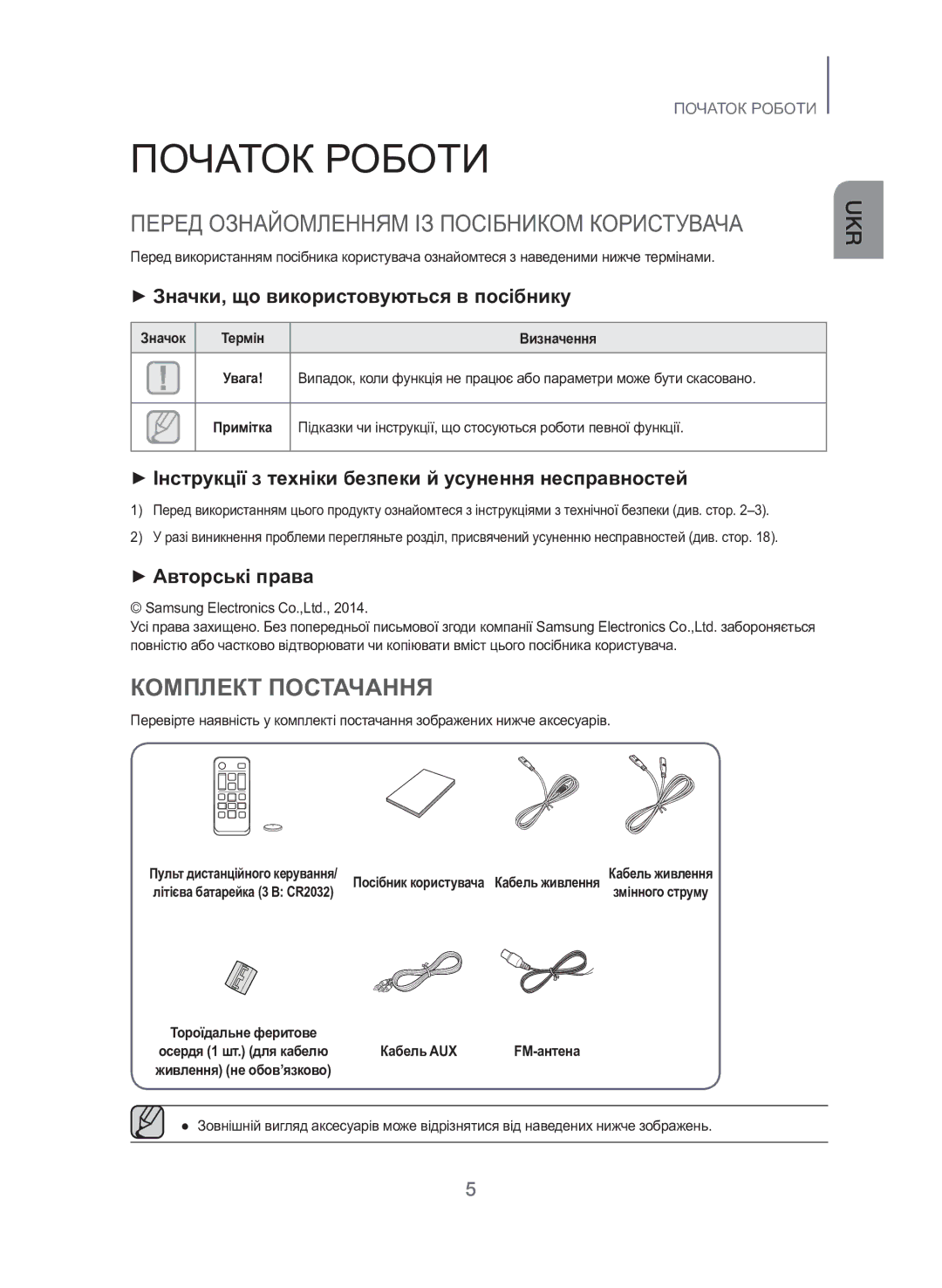 Samsung TW-H5500/RU Початок Роботи, Комплект Постачання, ++Значки, що використовуються в посібнику, ++Авторські права 