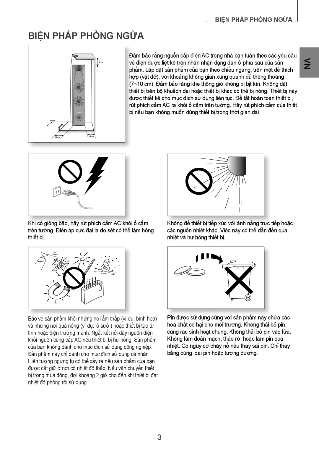 Samsung TW-H5500/XV manual BIỆN PHÁP PHÒNG Ngưa 