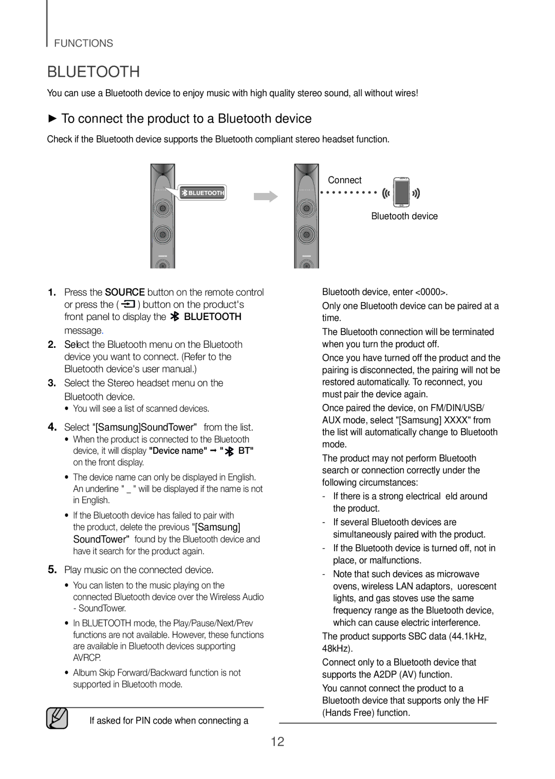 Samsung TW-H5500/XV ++To connect the product to a Bluetooth device, Select SamsungSoundTower from the list, Avrcp 