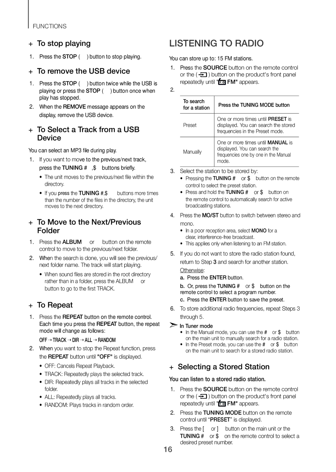 Samsung TW-H5500/XV manual Listening to Radio 