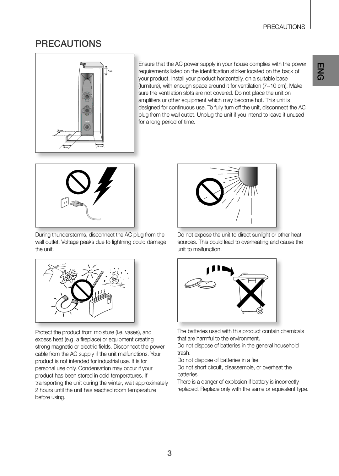 Samsung TW-H5500/XV manual Precautions, Eng 