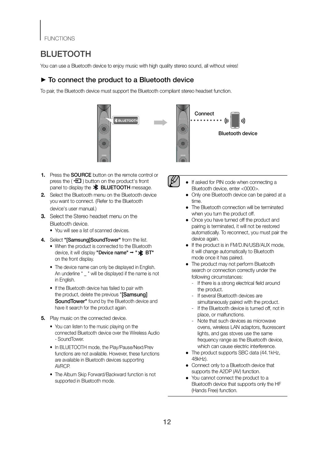 Samsung TW-J5500/ZF manual ++To connect the product to a Bluetooth device, Avrcp 