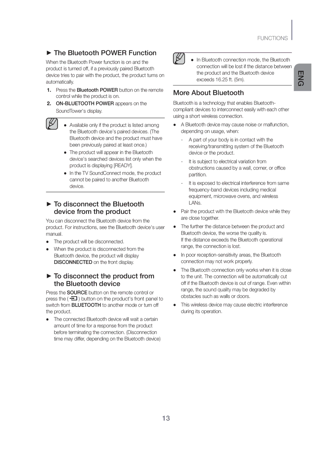 Samsung TW-J5500/ZF manual ++The Bluetooth Power Function, ++To disconnect the Bluetooth device from the product 