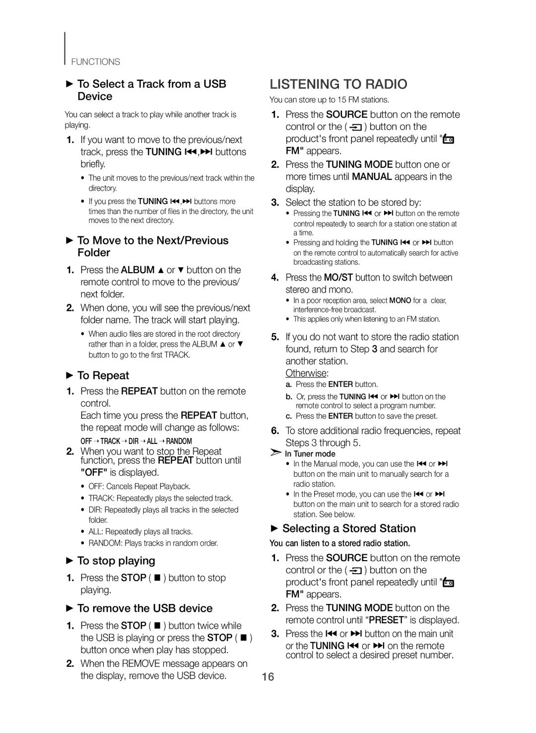 Samsung TW-J5500/ZF manual Listening to Radio 