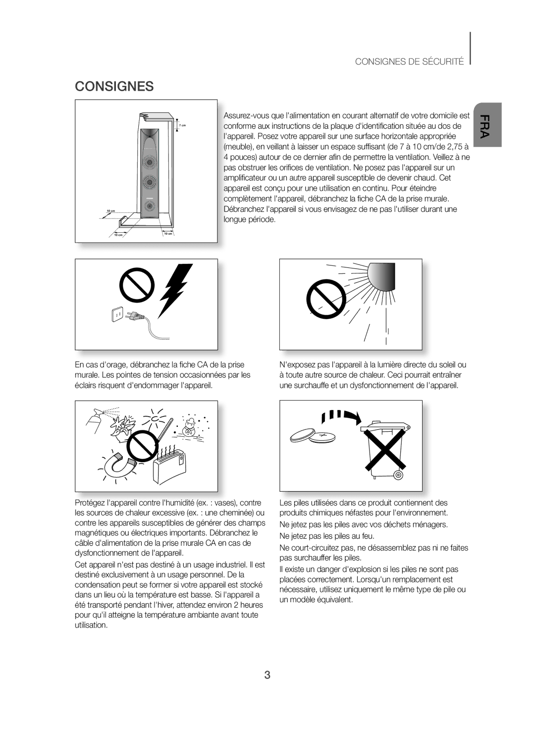 Samsung TW-J5500/ZF manual Consignes DE Sécurité 