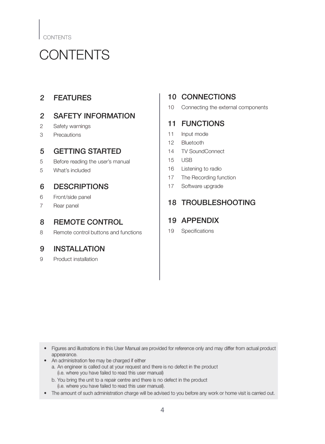 Samsung TW-J5500/ZF manual Contents 