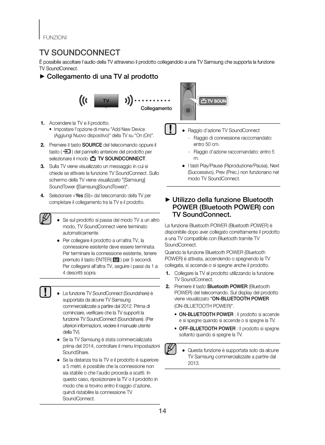 Samsung TW-J5500/ZF manual ++Collegamento di una TV al prodotto, Collegamento Accendere la TV e il prodotto 