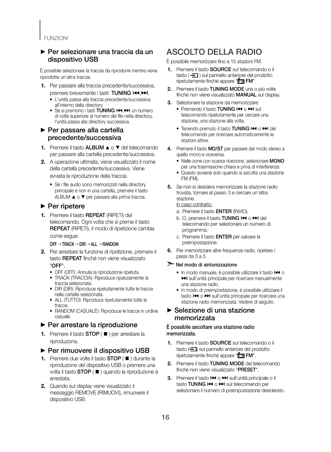 Samsung TW-J5500/ZF manual Ascolto Della Radio 