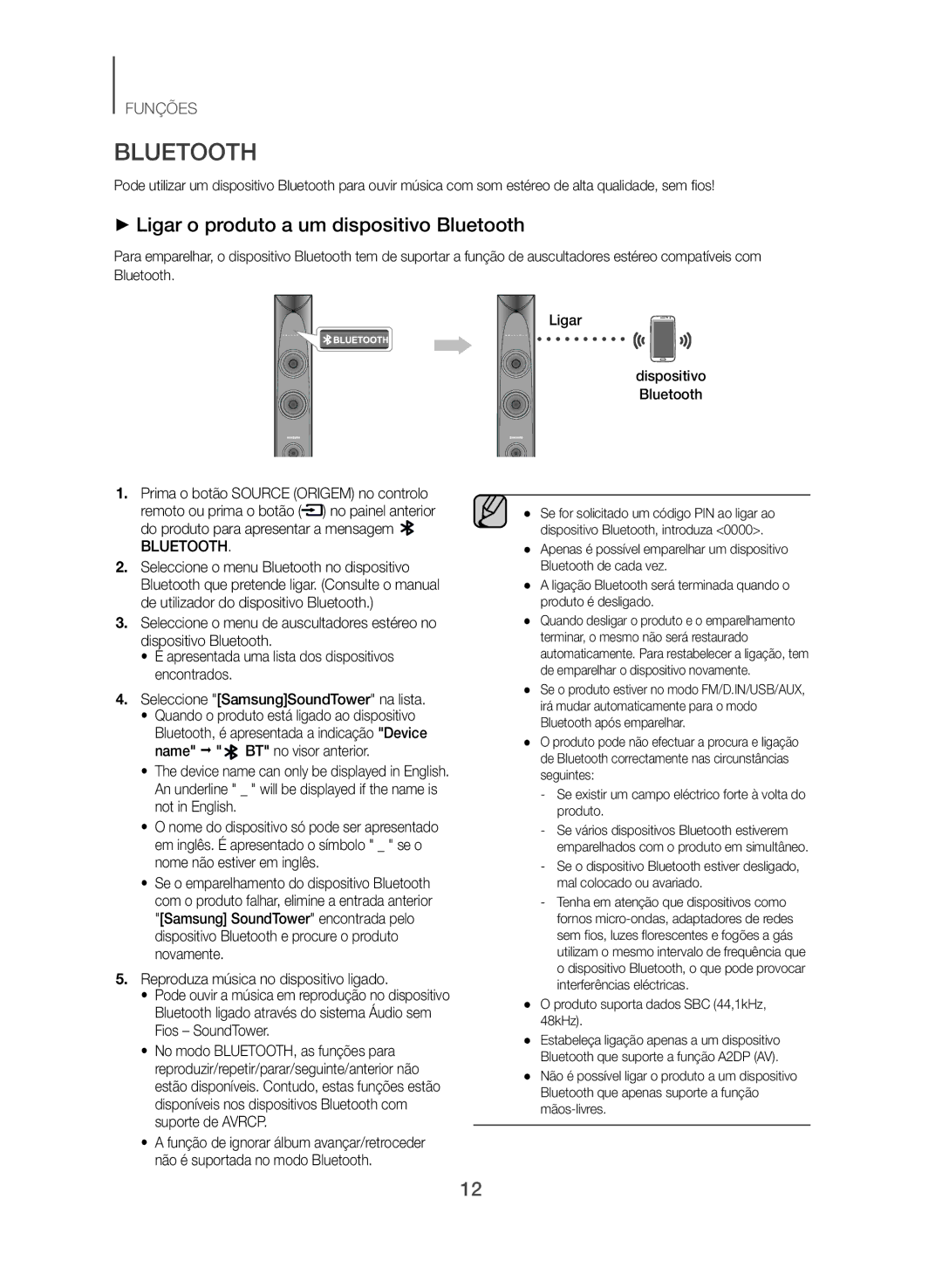 Samsung TW-J5500/ZF manual ++Ligar o produto a um dispositivo Bluetooth 