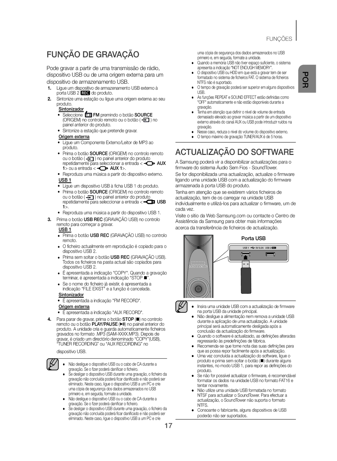 Samsung TW-J5500/ZF manual Função DE Gravação, Ou o botão 