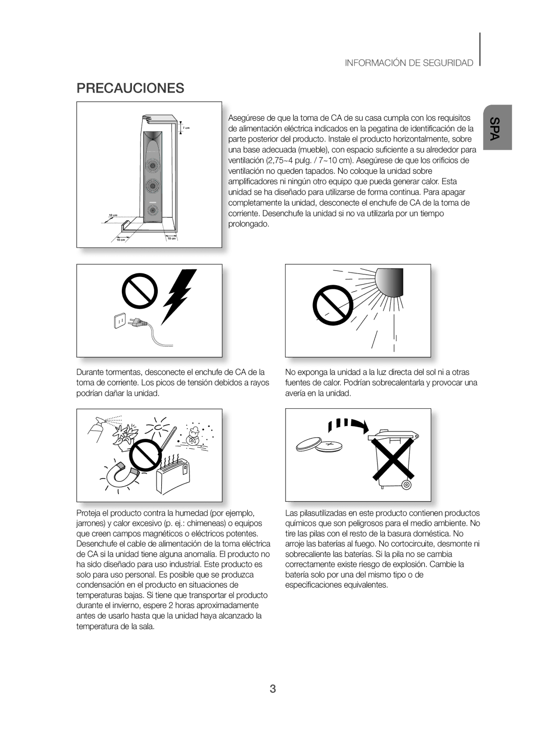 Samsung TW-J5500/ZF manual Precauciones, Información DE Seguridad 