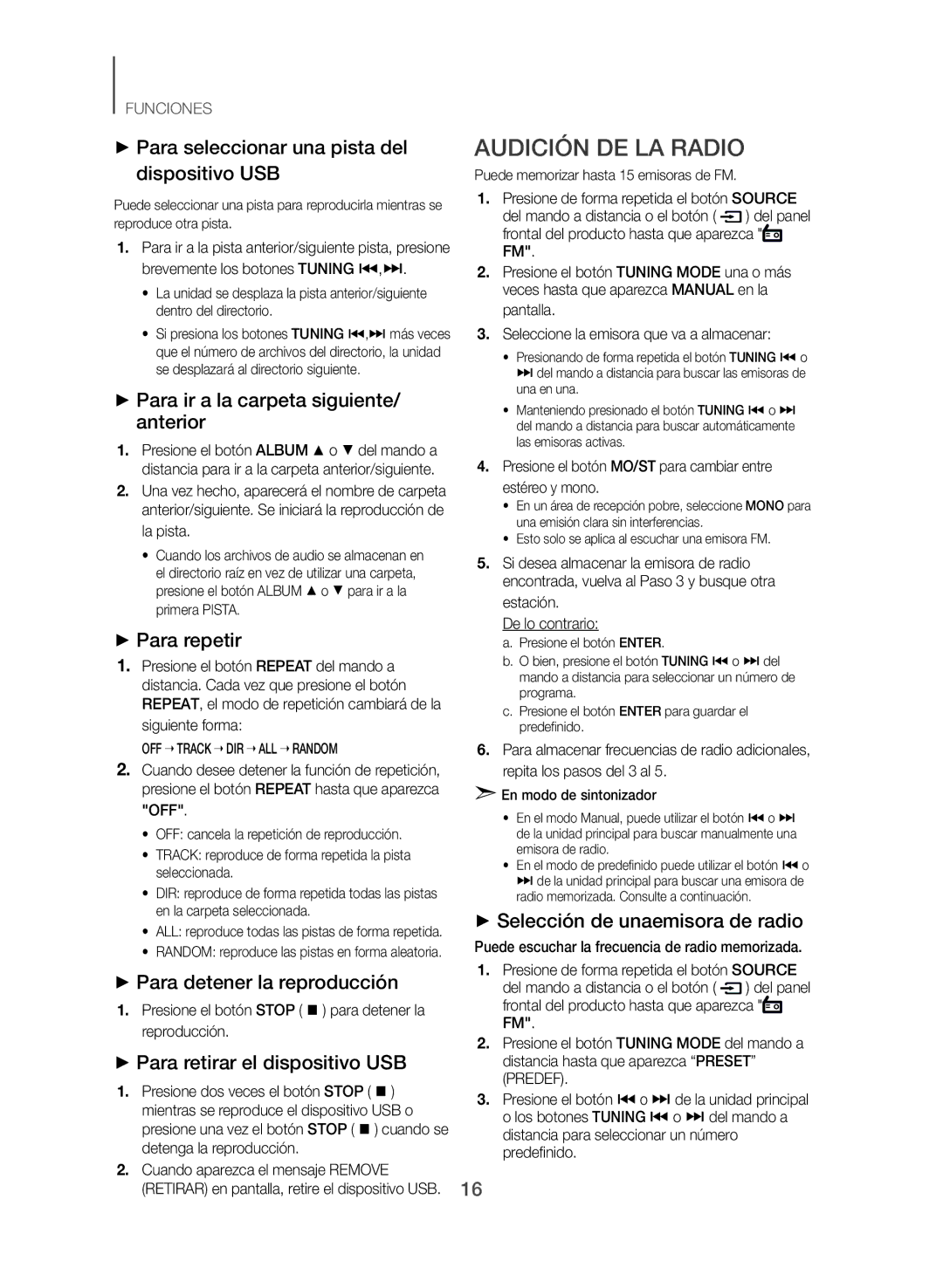 Samsung TW-J5500/ZF manual Audición DE LA Radio 