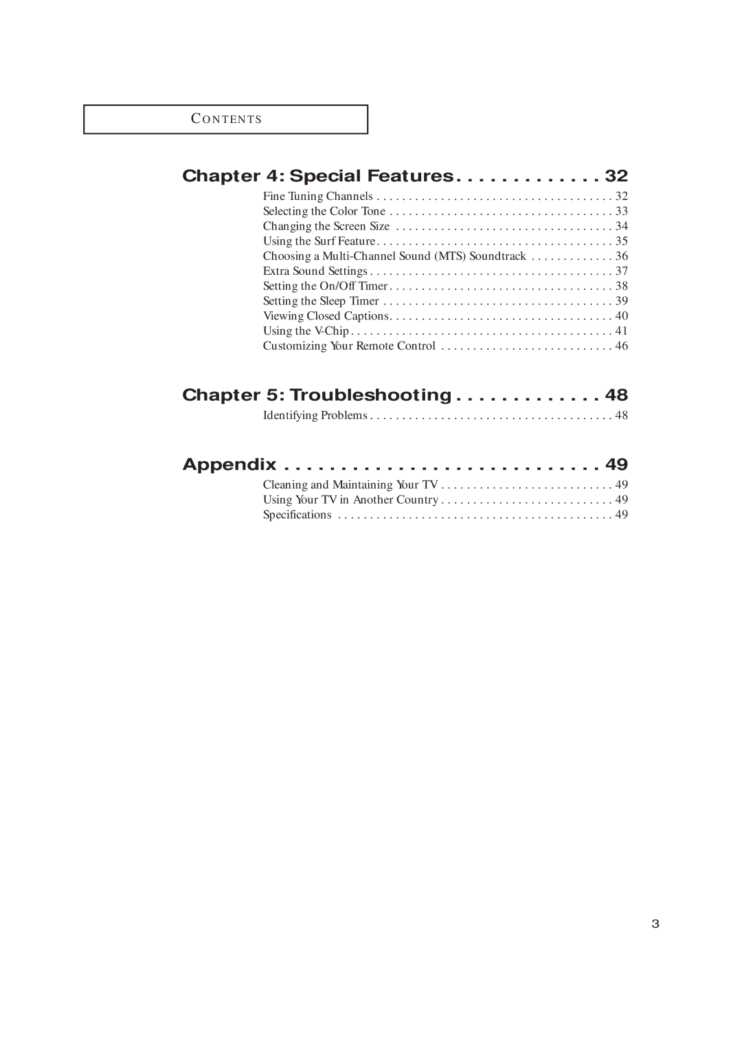 Samsung TX-P2028, TX-P2030, TX-P2034, TX-P2036, TX-P1430, TX-P1634, TX P1634 Special Features, Troubleshooting, Appendix 