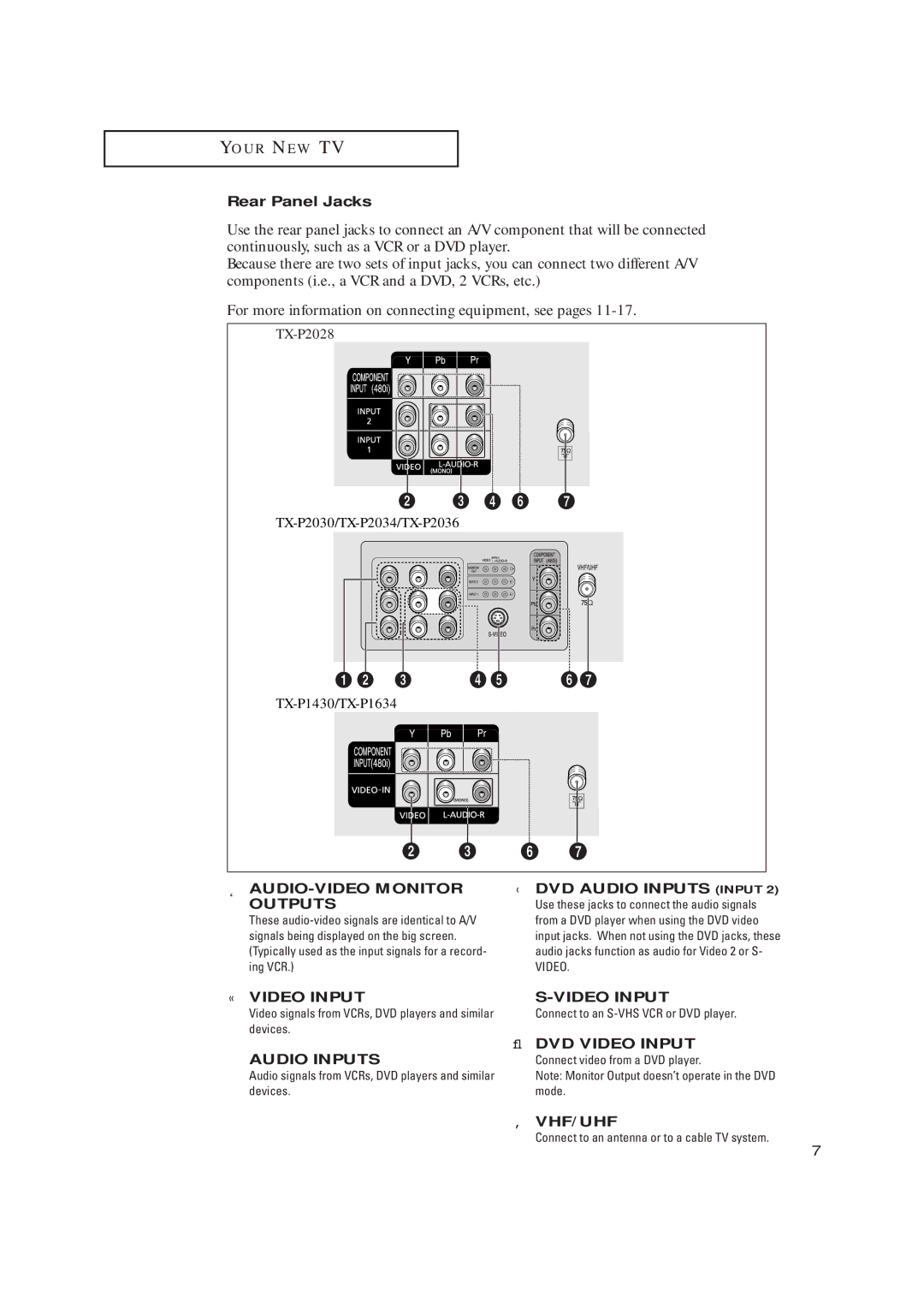 Samsung TX-P2028, TX-P2030, TX-P2034, TX-P2036, TX-P1430, TX-P1634, TX P1634 manual Rear Panel Jacks, DVD Video Input 